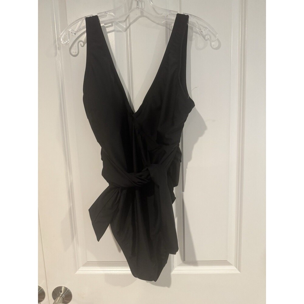 Women's One Piece Swimsuit Black Size 1X With Front Tir
